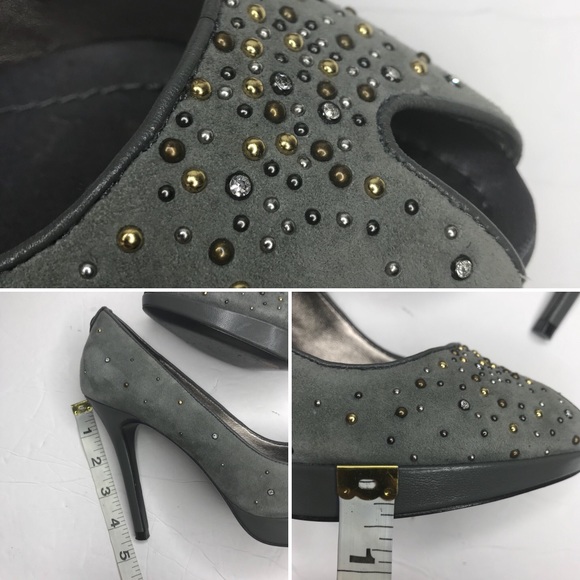 Bourne Italian suede peep toe platform heels - Picture 6 of 8